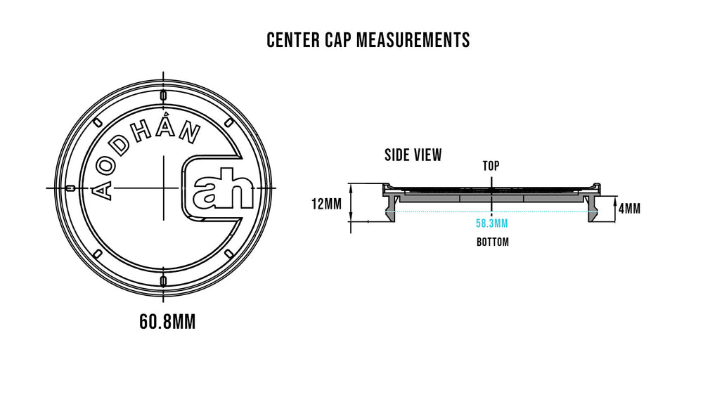 Aodhan Center Cap Fits AH Series (Exclude: AH07,AH08,AH-X,AH-11)