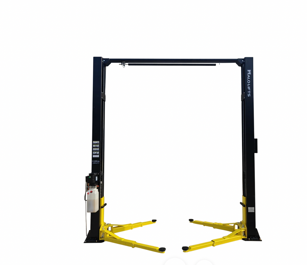 Halo 9,000 LB 4-Post Car Lift – Includes Ramps, Caster Kit & Drip Trays