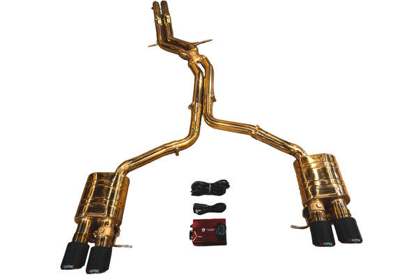Audi B8, B8.5 S4, S5 3.0, 4.2L Catback T304 SS Anodized Gold, 3.5" Tips